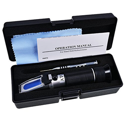 3-in-1 Clinical Refractometer with ATC for Tri-Scale Serum Protein 0-12 g/100ml Urine Specific Gravity SG 1.000-1.050 Refractive Index 1.333-1.360RI w/Extra LED Light & Pipette for Human Use - color: Urine Sg / Serum Protein / Refractive Index