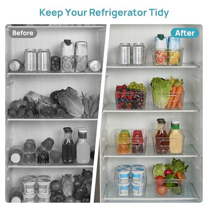 Vtopmart 4pcs Clear Organizers and Storage Bins, Plastic Storage Containers with Handles for Fridge, Freezer, Pantry, Cabinet, Kitchen Organization - size: Without Lid