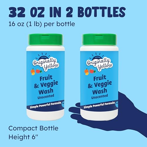 Originally Yellow USA Made Fruit And Vegetable Wash | Food-Grade Fruit and Veggie Wash With No Aftertaste | Powerful Cleaning &| Plant-Derived Produce Cleaner & fruit washer | 2 lb