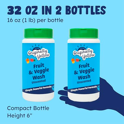 Originally Yellow USA Made Fruit And Vegetable Wash | Food-Grade Fruit and Veggie Wash With No Aftertaste | Powerful Cleaning &| Plant-Derived Produce Cleaner & fruit washer | 2 lb