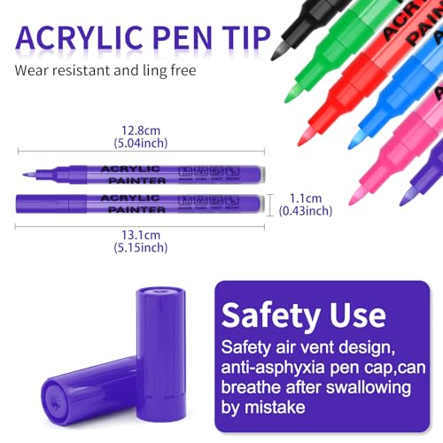 Acrylic Paint Pens Waterproof Markers 2 Purple Permanent Marker Pens Acrylic Pens for Rock Painting Glass Stone Ceramic Metal Fabric Pebble Painting pens Craft Supplies - color: Purplw