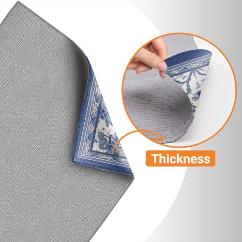Absorbent Kitchen Dish Drying Mat Quick Dry Heat Resistant Hide Stain for Glasses Coffee Espresso Machines Pots Pans and Dish Racks,18" x 24" Chinoiserie Peacock Blue Pattern - color: Chinoiserie Peacock Blue