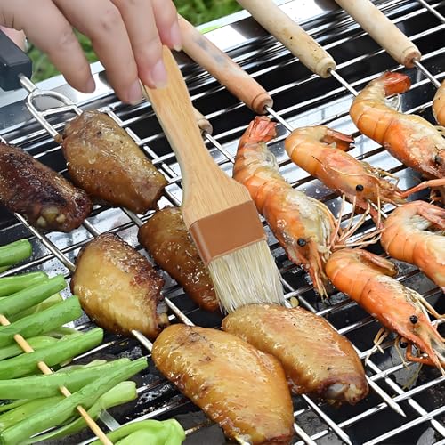 Septe 2Pcs Pastry Brushes for Baking Food Brush Basting Brush with Wooden Handle Cooking Brush for Oil and Sauce (1 Inch, 1.5 Inch) - size: 1 Inch, 1.5 Inch