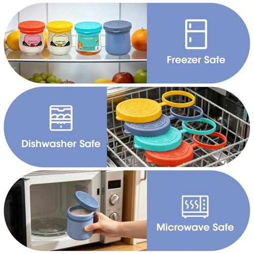 8pack for La Fermiere Yogurt Jar Lids Silicone, Leakproof Covers Fit for La Fermière Yogurt Jars, Reusable Replacement Yogurt Jar Lids, Dishwasher Safe