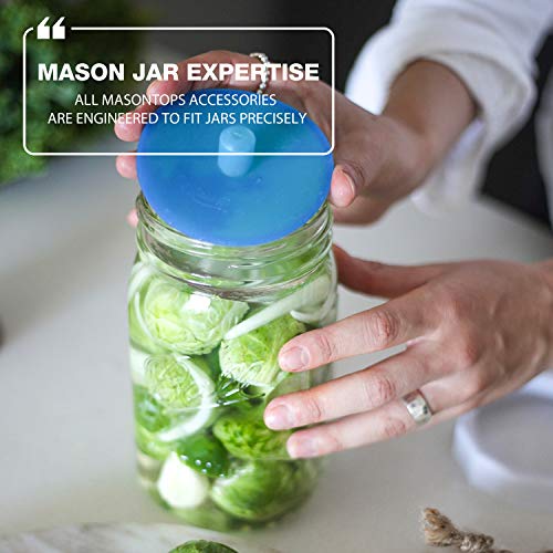 Masontops 8 PC Pickle Pebbles Glass Weight & Pickle Pipe Airlocks Kits - Large Wide Mouth Lid - For Pickling & Canning - size: Wide Mouth