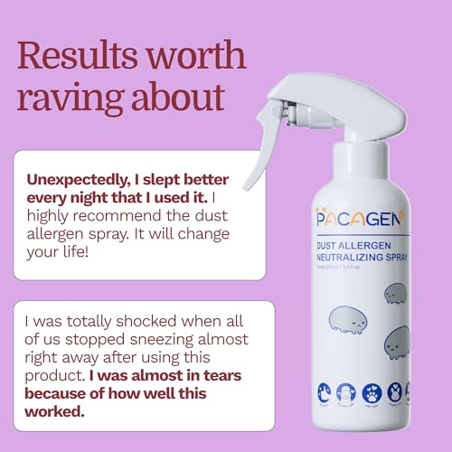 Pacagen Dust Allergen Neutralizing Spray for Humans - Perfect for Home Use, Immediate Results, Easy to Use, and Pet Friendly - A Few Sprays Away from A Clear Day | Non-Toxic and Safe, Immediate Results, Easy to Use, and Pet Friendly - A Few Sprays Every 2