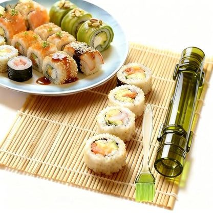Sushi Making Kit – Clear Sushi Bazooka Roller & Bamboo Sushi Rolling Mat, Easy DIY Sushi Maker Tool Set for Beginners, Homemade Sushi Rolls for Kitchen & Party (Clear Green) - color: Clear Green