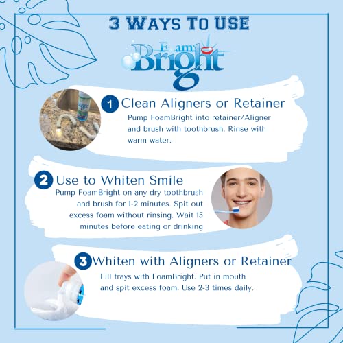 Retainer Cleaner & Aligner Cleaner FoamBright + Travel Retainer Case Kit | Great for Invisalign Aligners, Candid, Byte, Denture Cleaner | Whitens Teeth, Peroxide Free Oral Care | No Tablets Needed - color: 1 Unit + Travel Case