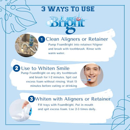 Retainer Cleaner & Aligner Cleaner FoamBright + Travel Retainer Case Kit | Great for Invisalign Aligners, Candid, Byte, Denture Cleaner | Whitens Teeth, Peroxide Free Oral Care | No Tablets Needed - color: 1 Unit + Travel Case