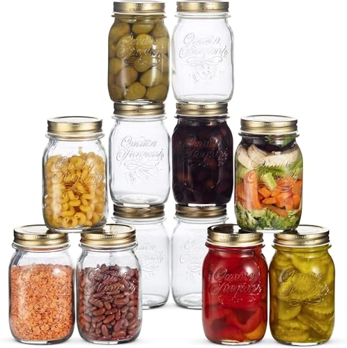 Bormioli Rocco Quattro Stagioni Mason Jar - ClearGold, 17 Oz., Set of 12 - size: 17 Oz.