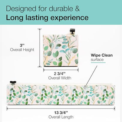ChicWrap Eucalyptus Refillable Plastic Wrap Dispenser - One 12" x 250' Roll of Professional Grade Plastic Wrap - BPA Free and Kosher Certified - Reusable Dispenser w/Slide Cutter - style: Eucalyptus