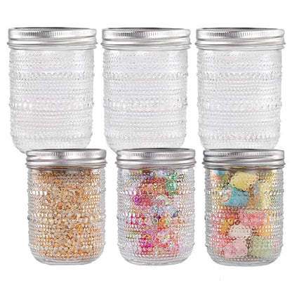 WELLIFE 6-Pack 16 oz Mason Jars with Lids – Wide Mouth Textured Glass Jars, Airtight Leak-Proof Canning Jars for Food Storage, Pickling, Fermenting, Freezing & Crafts - color: Dot Mason Jars 16oz-6Pcs