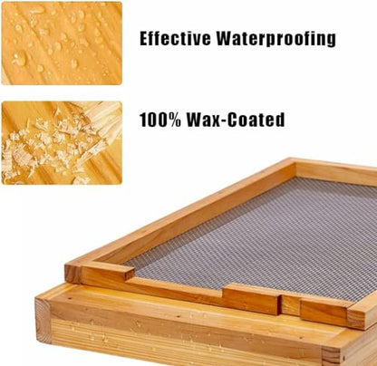 Beehive Screened Bottom Board Dipped in 100% Beeswax,Langstroth 10 Frame Bee Hive Screen Bottom Board with Entrance Reducer for Bee Hive Beekeeping Backyard - size: 1 Pack 10 Frame
