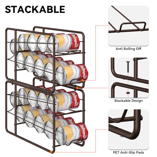 MOOACE 4 Pack Can Dispenser Rack, Stackable Can Storage Organizer Holder for Canned Food Kitchen Cabinet Pantry Countertop, Bronze - color: Bronze