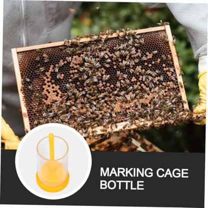 Toddmomy Marking Bottle with Long Plunger Bee Marking Kit for Beekeeping Identification 1.77X1.77X3.93 Inch Queen Marker Tool