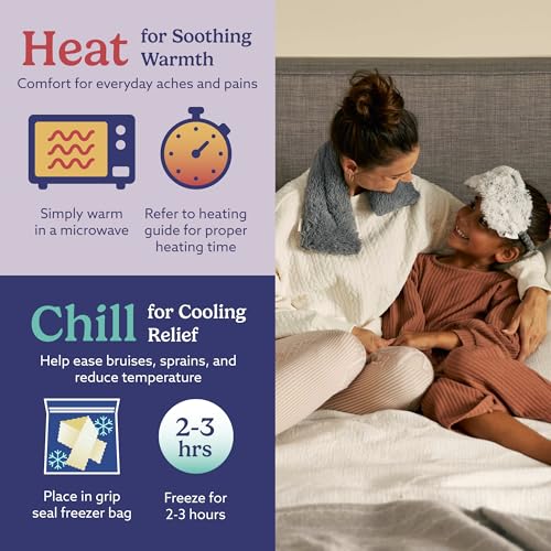 warmies Microwavable Neck & Shoulder Wrap - Soothing Relief Heating Pad for Neck - Lavender-Scented Warm Compress - Cooling Relief Weighted Shoulder Wrap for Aches & Pain - 19 x 5 x 3 in, Gray - color: Gray