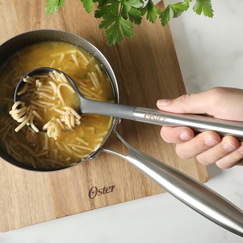 Oster Chadswyck 13” Cooking Ladle, Heat Resistant Silicone Head, Stainless Steel Handle, Safe for Nonstick Cookware, Dishwasher Safe - color: Chadswyck (13" Ladle)