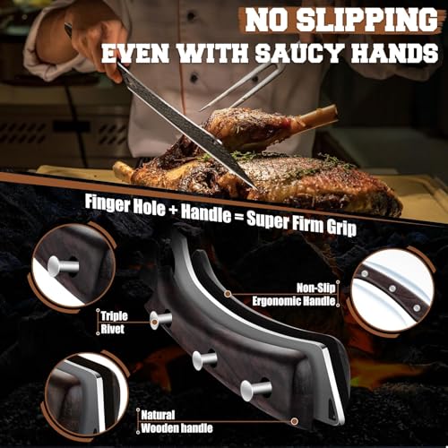 PURPLEBIRD Japanese Brisket Slicing Knife 11" - Butcher Knife for Meat Cutting Chopping, Heavy Duty Meat Knives Full Tang, Sharp BBQ Knives for Turkey Grilling Smoker, Ideal Gifts for Men Women - color: 11"
