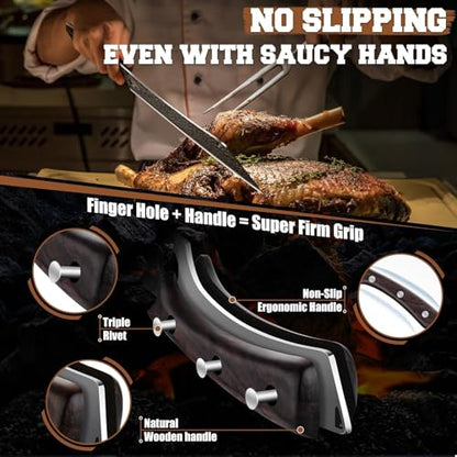 PURPLEBIRD Japanese Brisket Slicing Knife 11" - Butcher Knife for Meat Cutting Chopping, Heavy Duty Meat Knives Full Tang, Sharp BBQ Knives for Turkey Grilling Smoker, Ideal Gifts for Men Women - color: 11"