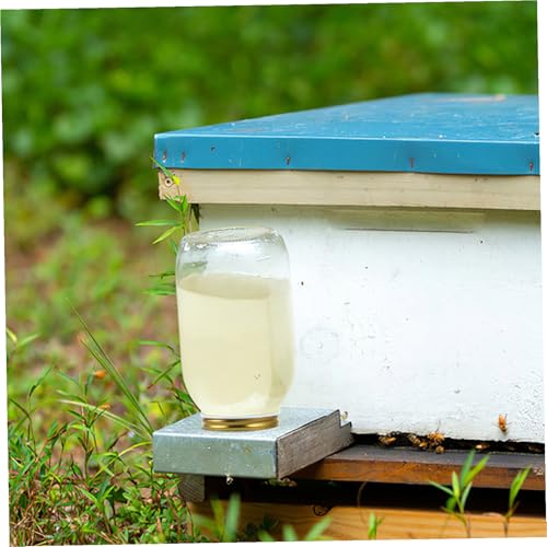 Kisangel 5pcs Metal Bee Feeders Lids Mason Jar Lids Reusable Beehive Watering Station Entrance Lid for Easy Installation Water Feeding Dispenser