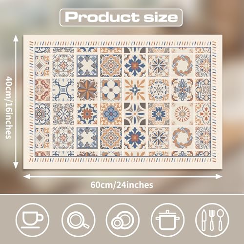 Boho Style Dish Drying Mat DIY Cuttable Coffee Maker Mat 16x24 Inch New Year Gifts for Housewives and Coffee Lovers (Whimsical Boho B)