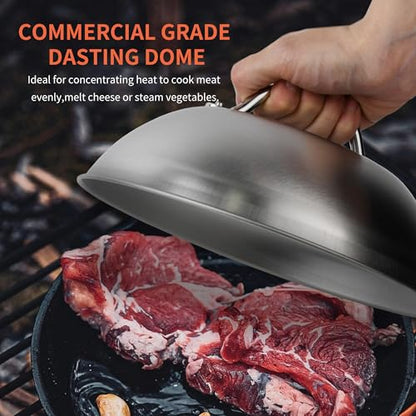 Smash Burger Press & Melting Dome Kit – 5.5" Grill Press + 8.9" Basting Cover | Heavy-Duty Stainless Steel Griddle Accessories for Flat Top Grill & Stovetop Cooking