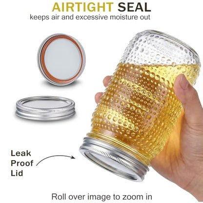 SUT Wide Mouth Mason Jars 32 oz,9 Pack Quart Mason Jars With Airtight lids and Bands,Canning Jars 32 oz for Preserving,Meal Prep,Overnight Oats - color: Dot