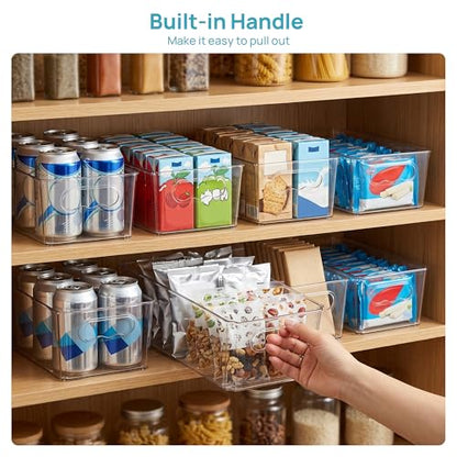 Vtopmart 4pcs Clear Organizers and Storage Bins, Plastic Storage Containers with Handles for Fridge, Freezer, Pantry, Cabinet, Kitchen Organization - size: Without Lid