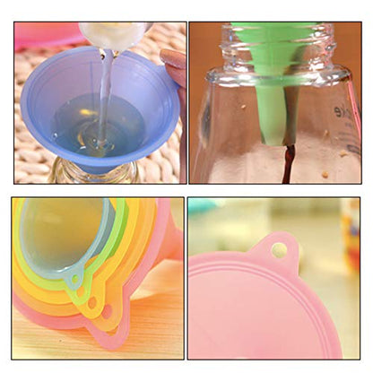 Plastic Funnel Set Funnels, Multipurpose Funnels Wide Mouth Funnel, Rainbow Colours Kitchen Suitable for a Variety of Bottles, Cans(5Pcs, Various Sizes)