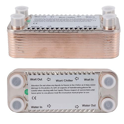 20 Plates Homebrew Wort Chiller, Countercurrent Stainless Steel Heat Exchanger with NPT1 2, for Beer Wort Cooling
