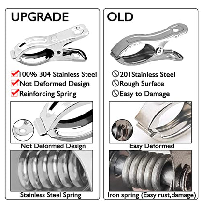 BESTEEL Upgraded 100 PCS Garden Clips, Greenhouse Clamps 100% Stainless Steel Heavy Duty Greenhuose Clips for Netting - Strong Grip to Hold Down Shade Cloth or Plant Cover on Garden Greenhouse Hoops - size: 100PCS