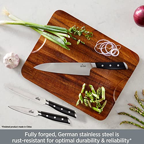All-Clad Forged Steel Chefs Knife, Utility Knife, Paring Knife 3 Piece Kitchen Knife Set, Knife Block Set, Kitchen Knives, Black - color: Silver/Black, size: 3-Piece Knife Set