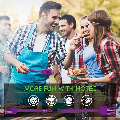 HOTEC Basting Brushes Silicone Heat Resistant Pastry Brushes Spread Oil Butter Sauce Marinades for BBQ Grill Barbecue Baking Kitchen Cooking BPA Free Dishwasher Safe (Purple) 2pcs - color: Purple