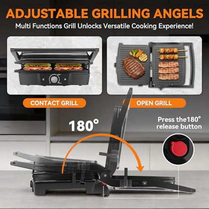 Baker’s Friend Panini Grill Press Sandwich Maker, 4-Slices Panini Press Maker, Grill Cheese Sandwich Maker, Indoor Grill Electric, Non Stick Surfaces, Stainless Steel - style: Panini Grill Press Sandwich Maker