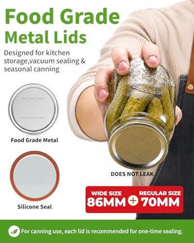 36 Pack Mason Jar Lids for Wide and Regular Mouth Jars, with Date Reminder Vacuum Seal Lids for Electric Mason Jar Vacuum Sealers - size: 18 Regular + 18 Wide Mouth Lids