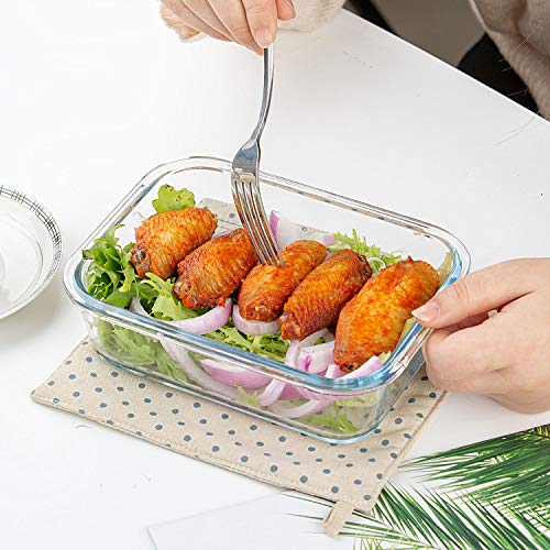 C CREST Glass Meal Prep Containers, [10 Pack] Glass Food Storage Containers with Lids, Airtight Bento Boxes, BPA Free & Leak Proof (10 Lids & 10 Containers) - color: Blue