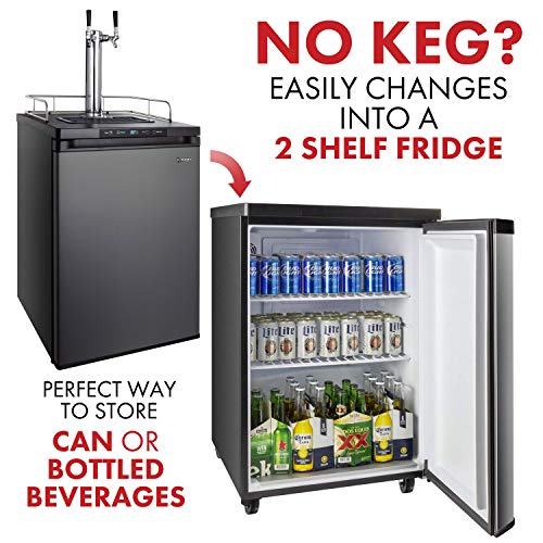 Kegco HBK309X-2 Keg Dispenser, 2 faucet without keg Black Stainless Steel - color: Black Stainless Steel, size: 2 Tap
