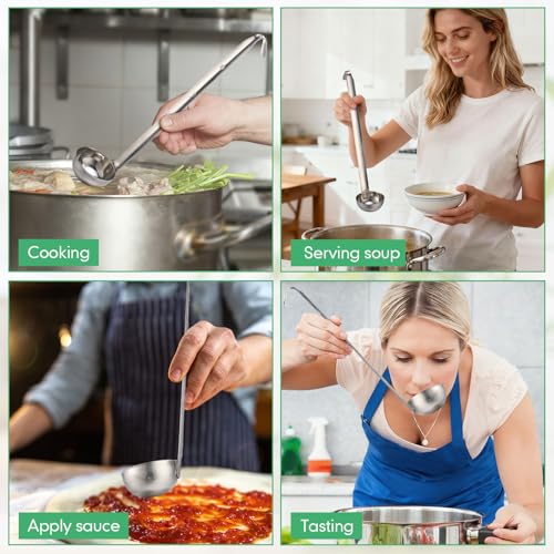 Cunhill 5 Pcs Soup Ladles Stainless Steel Serving Ladles with Long Handle for Serving, Cooking, Stirring, Portioning Kitchen Restaurant Accessories (1 oz) - size: 1 oz