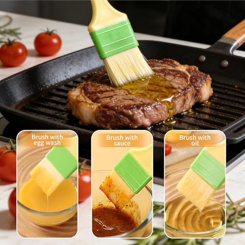Natural Bristle Pastry Brush Set - 4pcs Wool Basting Brushes with Plastic Handles for Baking BBQ and Cooking