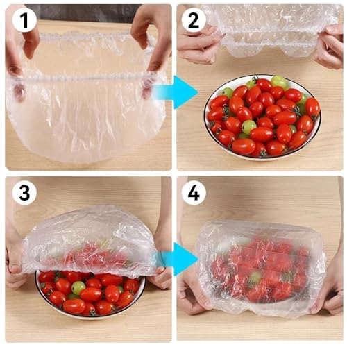 Disposable Food Cover Food Grade Plastic Elastic Food Lids Wrap Bags Refrigerator Fresh-keep Bag for Fruit Vegetable,14-35cm (100PCS) - color: 100PCS