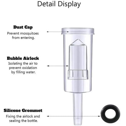 Plastic Airlock Homebrew Airlock Set with Silicone Grommets for Preserving Brewing Making Wine Fermenting Sauerkraut Kimchi(3pcs) - color: 3pcs