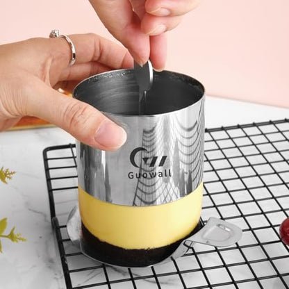 1pcs Seamless Cake Ring Mold Stainless Steel Round Mousse Mould for Baking (Includes 1 Ring, 1 Pusher and 1 Lifter) - size: 3 inch (1-ring-set)