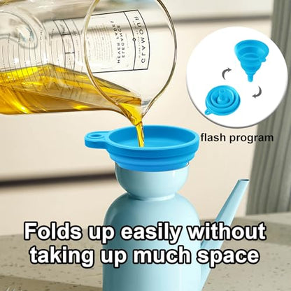 3PCS Silicone Collapsible Funnels Set for Kitchen Use Compact and Portable Liquid Transfer Tool, Blue - color: 3 Blue Ones