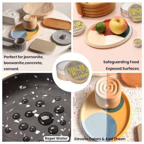 Paste Sealer Wax with Carnauba and Beeswax - Clear - Perfect for Wood Stone Concrete, Food-Grade Waterproof - color: A0357