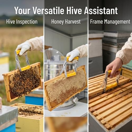 Limen Stainless Steel Frame Lifter Tool – Labor-Saving Beekeeping Gripper for Hive Frame Removal, Avoid-Slip Ergonomic Handle, Solid Steel Structure