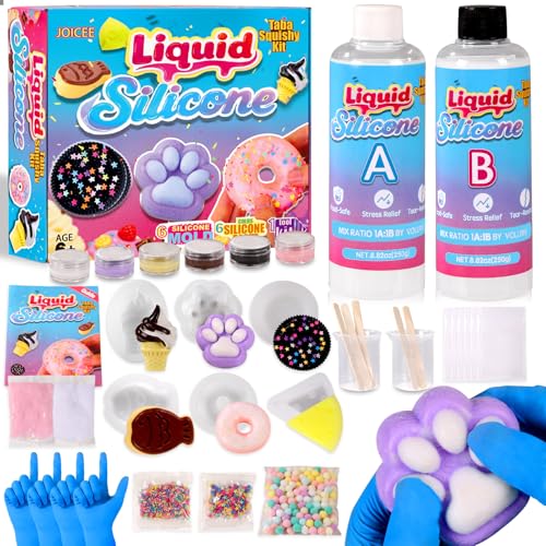 JOICEE Taba Squishy Kit, DIY Squishy Making Kit 18OZ 1:1 AB Liquid Silicone with 6 Molds for Make Your Own Super Soft Squishies Maker Kits Birthday Holiday Gifts Party Favors - style: Taba2