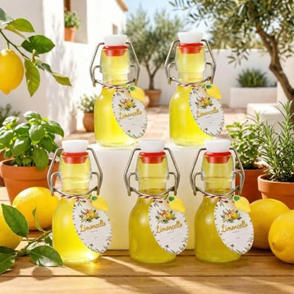 20 Sets Mini Limoncello Bottles Small Swing Top Glass Bottles Tiny Jar for Table Centerpieces Beverages Homemade Christmas Baby Shower Wedding Party Favors for Guests(2oz,Christmas) - size: 2oz, style: Christmas