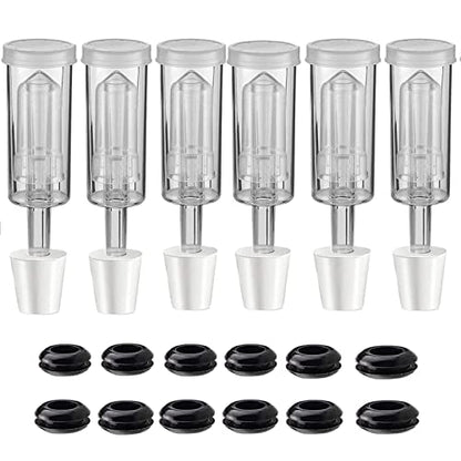 3-Piece Airlock [6 Pack],Fermenting Brewing Airlock Kit with 6PCS #6 Stopper and 12PCS Grommets Fermentation Beer Making Wine Making Kombucha Fits Gallon Jugs - style: 6 Airlock +6 Stoppers+12 Grommets