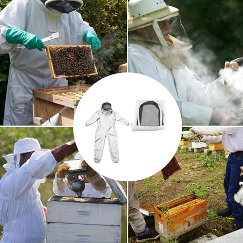 Beekeeping Protective Suit - Ventilated Cotton Outfit, Hooded Bee Protection Suit | Economy Beekeeping Clothing Gear, Comfortable Fabric for Beekeepers, Men, Women, Starter, Professional Handling - color: XL