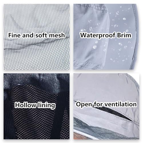Mosquito Netting Bee Keeper Hat,Garden Bug Gnats Face Cover Head Net Veil Costume Dog Grooming Cap for Women Men Fishing - color: Light Grey